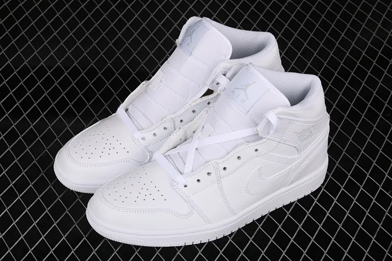All Categories Air Jordan Jordan Series Basketball Shoes Air Jordan 1 Mid Air Jordan 1 Mid All White China Full First Layer Authentic Standard 554724-109